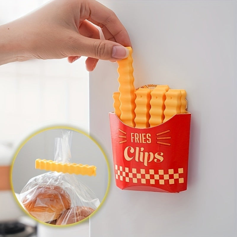 12pcs French Fries Sealing Clip Fridge Magnet Snacks Sealing Clip Food Small Clip Kitchen Plastic Bag Seasoning Sealing Strip