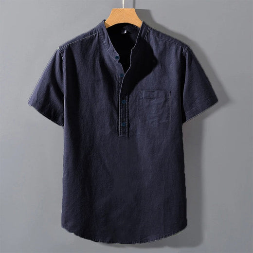 Men's Summer Short Sleeve Solid Color T-shirt Pocket Design Button Shirts Daily High Street Wear Simple Comfortable Style