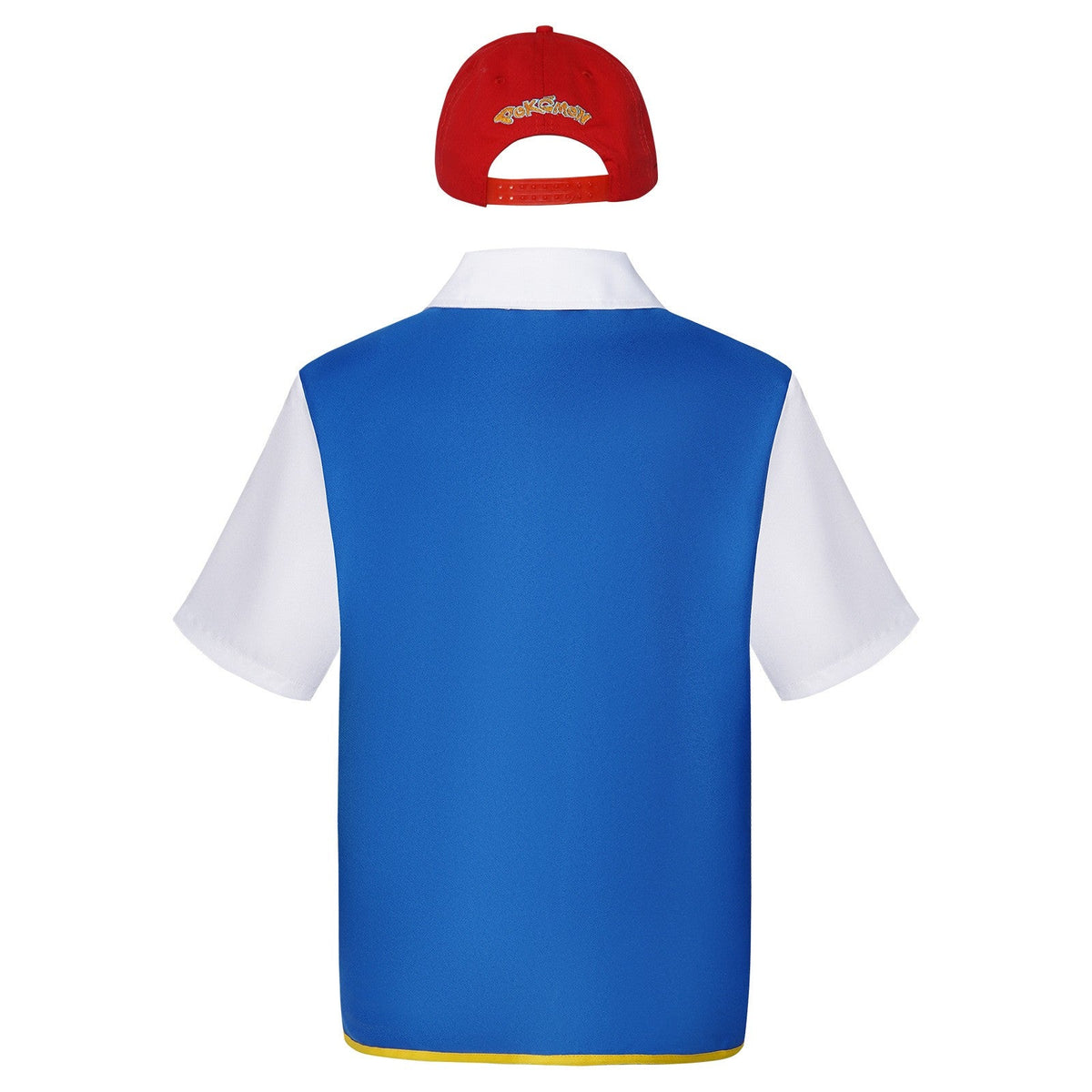 Men's Anime Trainer Cosplay Costume, Adult Ash Ketchum Outfit with Blue Jacket, Cap and Gloves, Unisex Halloween Party Disfraz