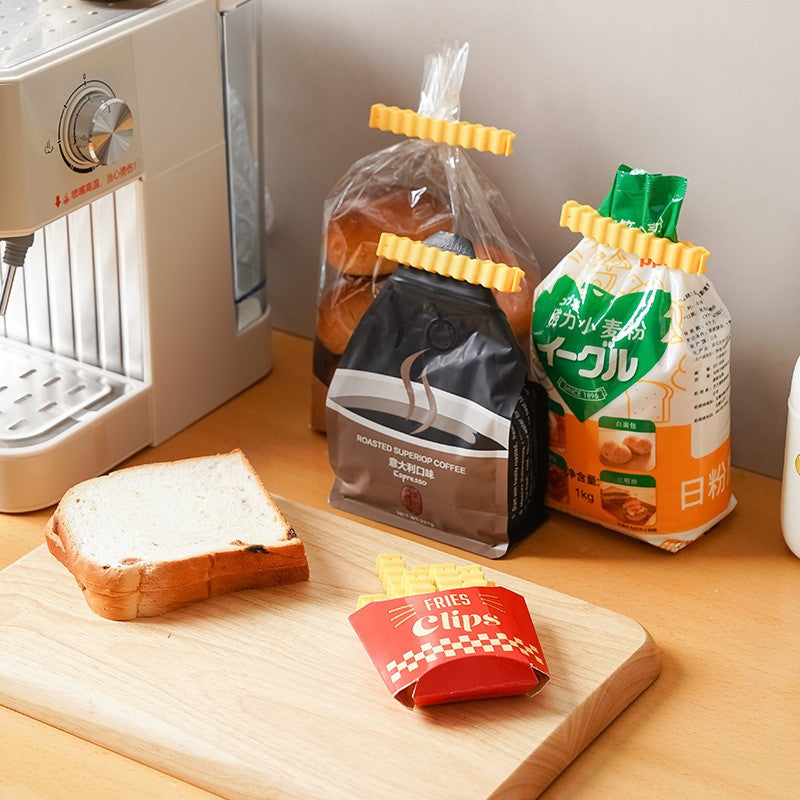 12pcs French Fries Sealing Clip Fridge Magnet Snacks Sealing Clip Food Small Clip Kitchen Plastic Bag Seasoning Sealing Strip