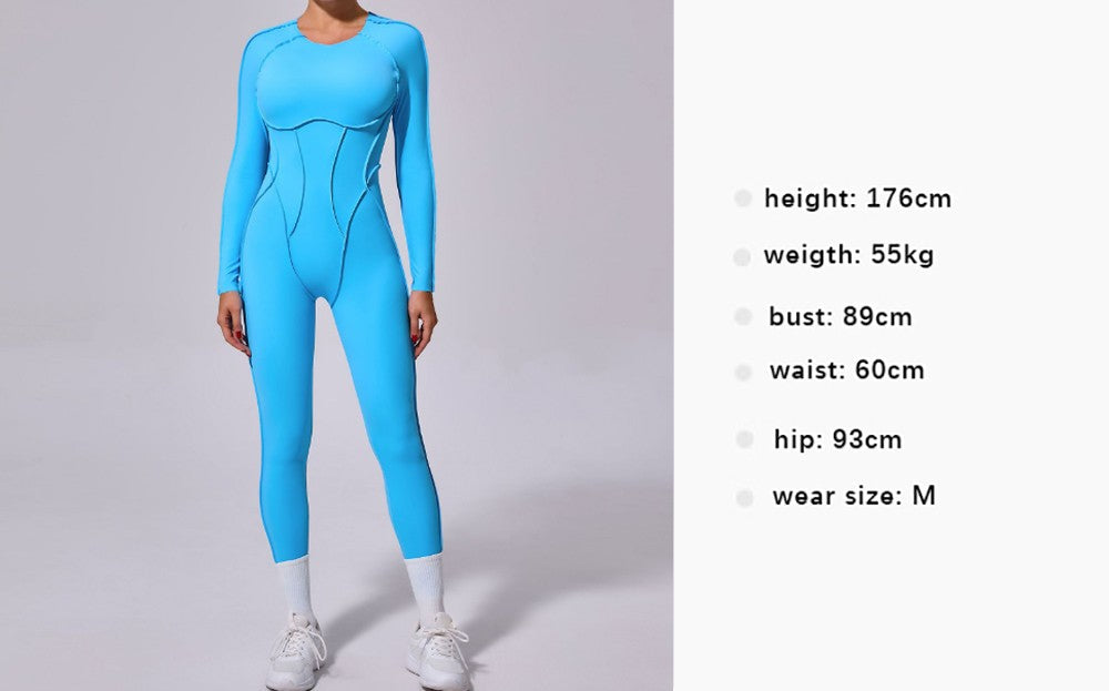 One-piece Yoga Jumpsuit Women Long Sleeved Set Quick Drying Yoga suit Gym Training Suit Sportswear Bodysuits Women Fitness Set