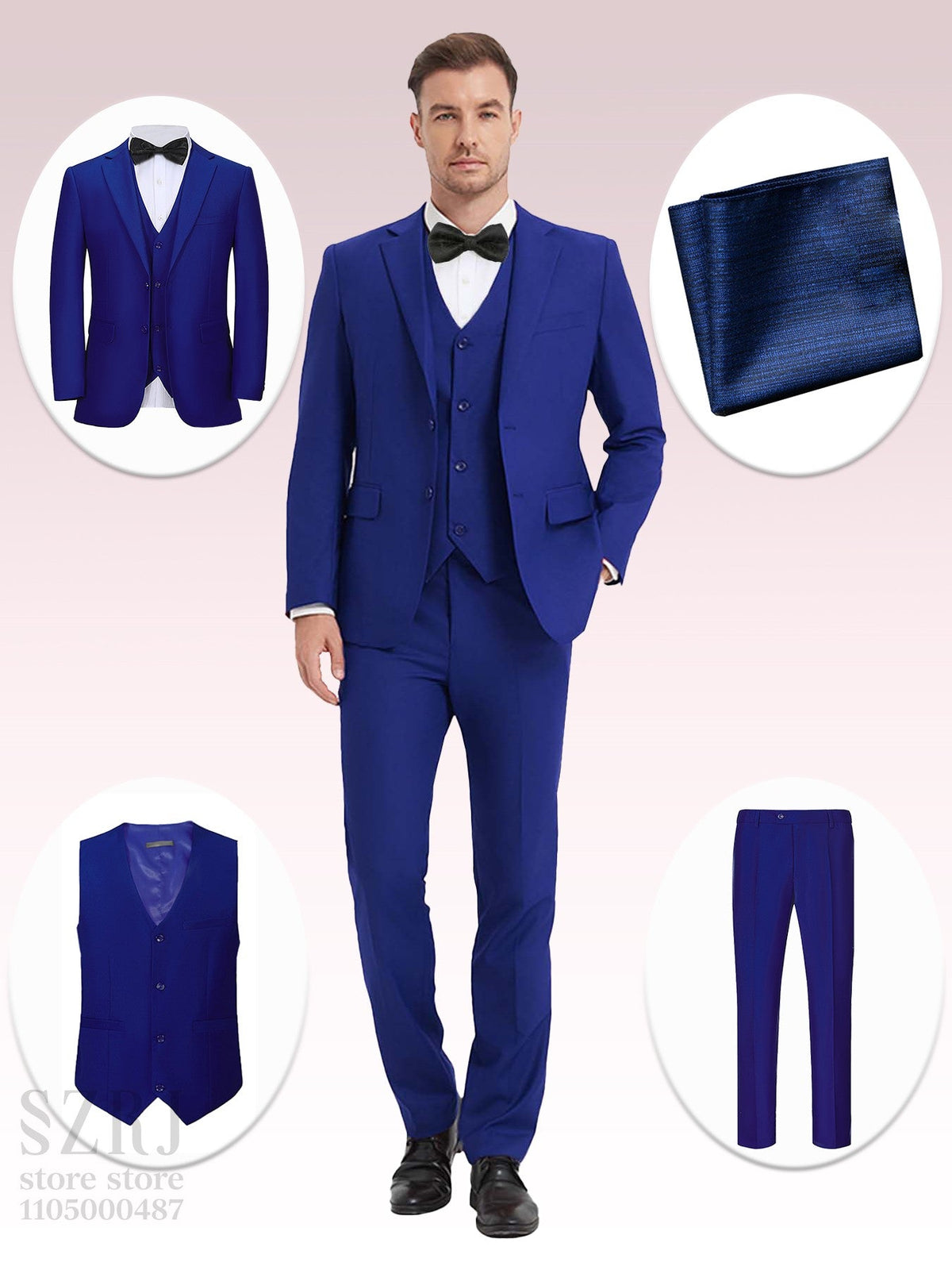 4pcs Classic Business Suit: Blazer, Vest, Pants, Pocket Square - Quality, Comfort, Stylish Lapel | Weddings/Parties/Business