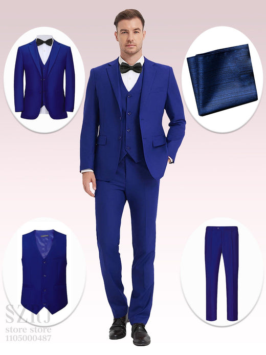 4pcs Classic Business Suit: Blazer, Vest, Pants, Pocket Square - Quality, Comfort, Stylish Lapel | Weddings/Parties/Business