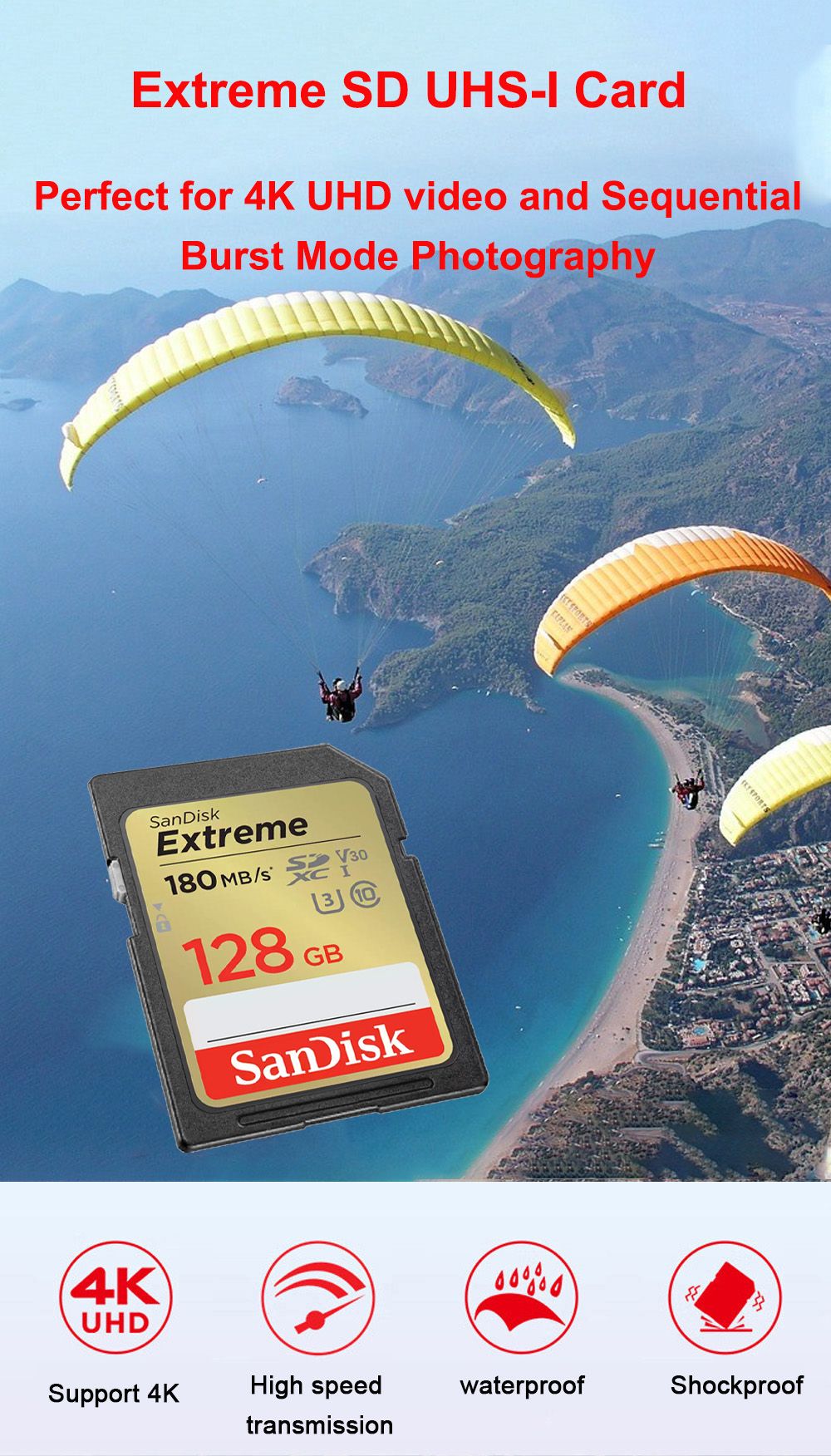 SanDisk Ultra/Extreme/Extreme PRO SD Card 256GB 128GB 64GB SDXC 32GB SDHC Memory Card C10 U1 U3 Carte SD Card for Camera 4K UHD