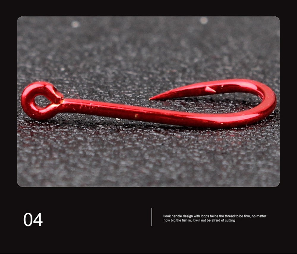 FTK 50-100pcs Gold Fishing Hook High Carbon Steel 1#-12# Barbed Hook With Ringed EYE Red Fishhooks for Carp Fishing Tackle