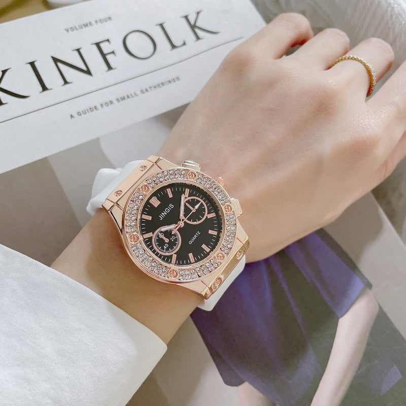 New Women Watches Fashion Silicone Quartz Watch All-Match Men's and Women's Same Diamond Watch Neutral Watch Alloy Student Watch