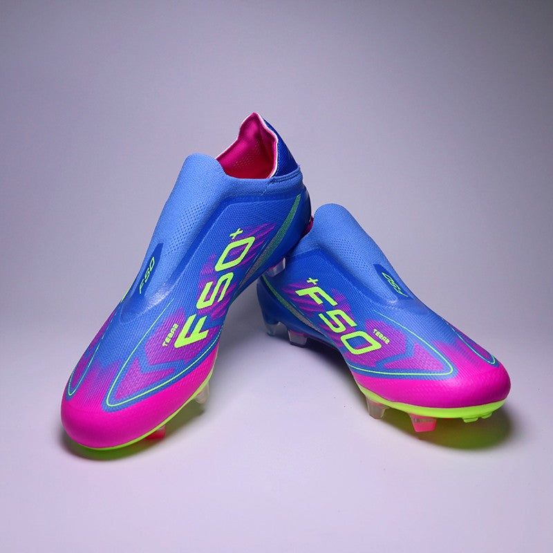 SLIP-ON Mens Soccer Shoes Non-Slip Turf Soccer Cleats for Youth Without-Lace TF/FG Training Football Boots Chuteira Campo 35-45