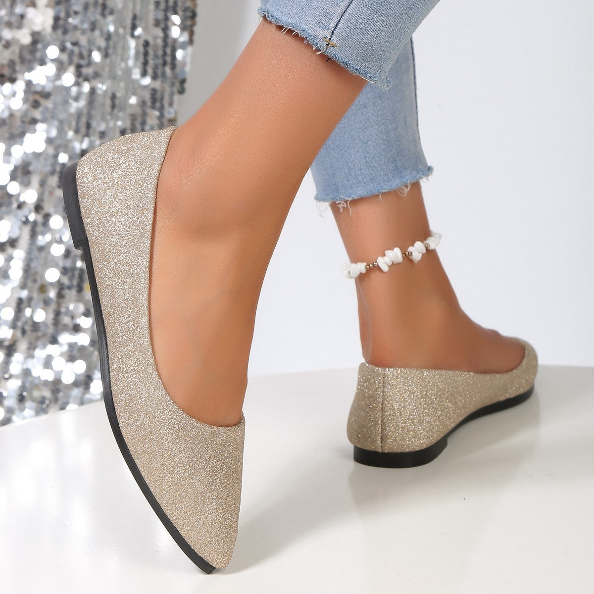 2024 Fashion Slip on Loafers Breathable Summer Ballet Shallow Flats Women Soft Bottom Pointed Toe Boat Shoes Plus Size 43