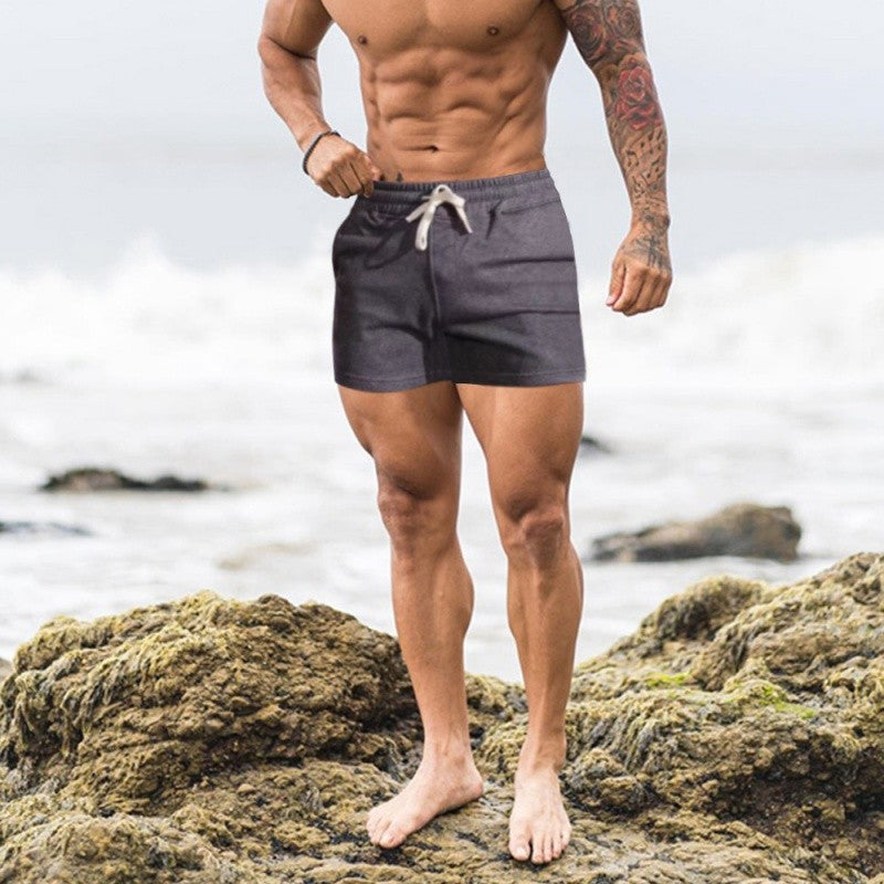 Summer Men Breathable Casual Gym Shorts Elastic Cotton Running Shorts Male Sport Basketball Shorts Blue Beach Shorts Man Clothes