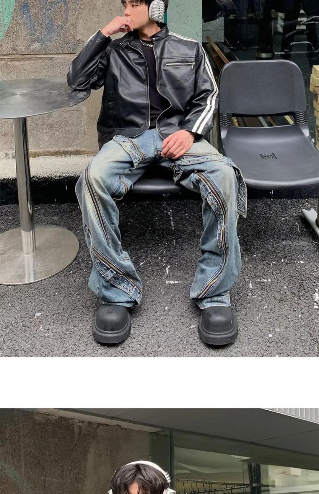 Retro Leather Jacket Men Women American Patchwork Strip Racing Outerwear Loose Hip Hop Zippers Brown PU Coat Streetwear Spring