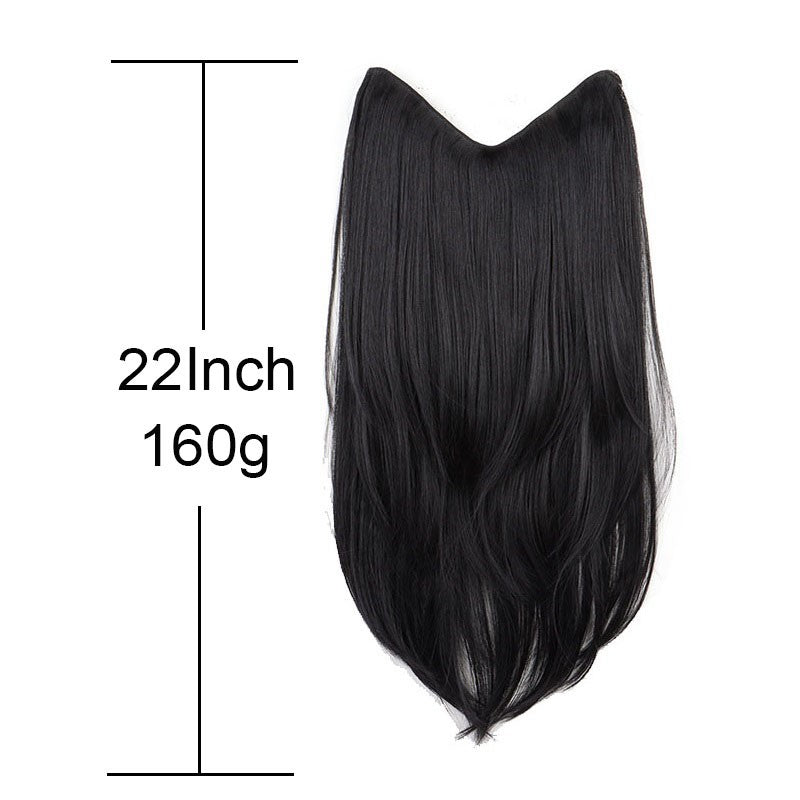 22Inch Synthetic V-Shape Long Straight Hair Extension Layered Hairpiece Natural Invisible Everyday Wear for Women Daily Party