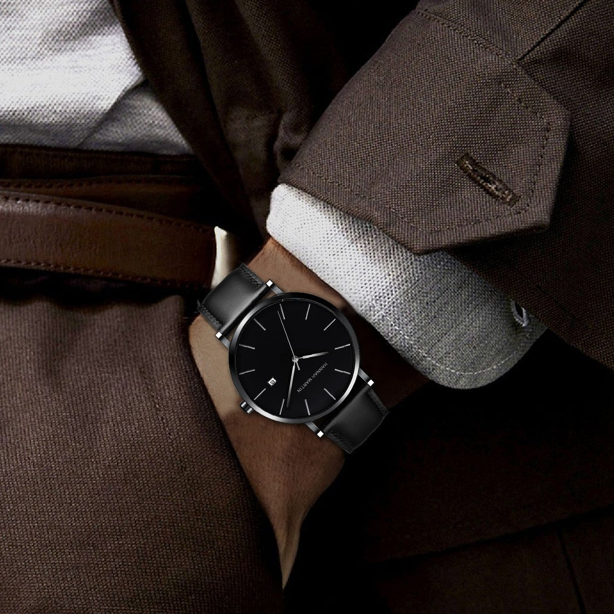 Classic Bauhaus Design Men Watch Dark Blue Japan Quartz Waterproof Stainless Steel Fashion Business Calendar Ultra Thin Watches