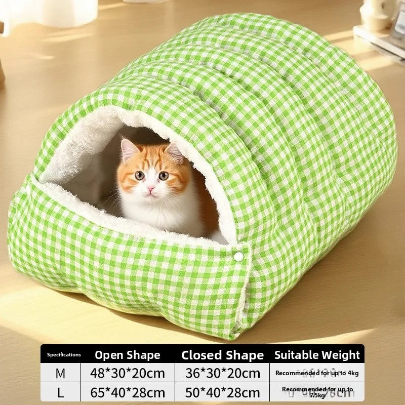 Thiened Warm Winter House Semi-Closed Dog House Detachable Waable Pet Mat Se Feeling Pet Bed for s And Dogs