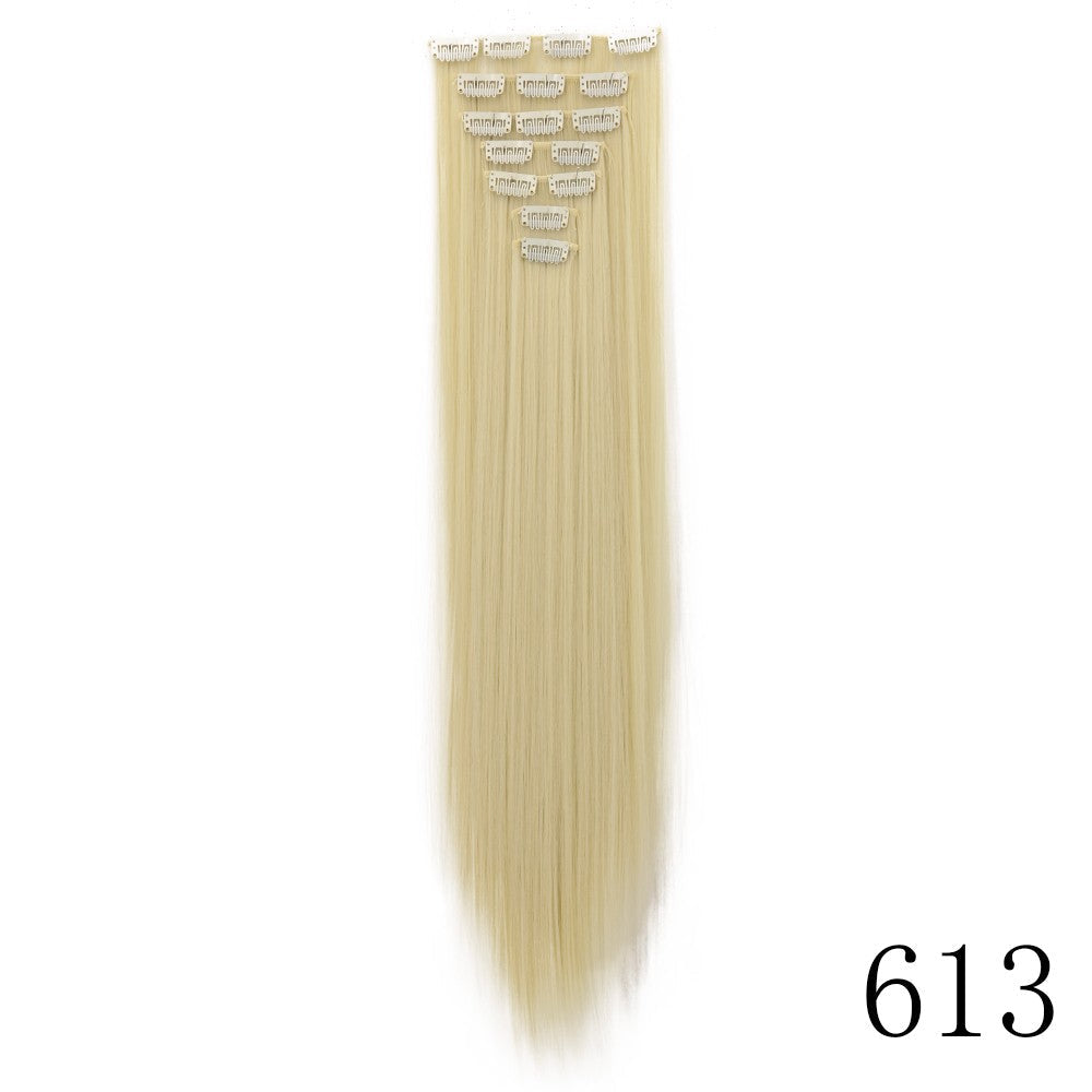 LANSA 7Clips Long Straight Synthetic Clip On Hair Extensions Cheveux Clip Naturel High Temperature Fiber Black Brown Hairpiece