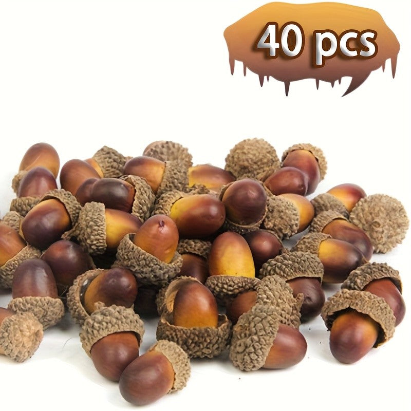 Realistic Artificial Acorns | Mixed Brown Tones Decor for DIY Crafts, Thanksgiving Halloween Christmas Home Party Decorations