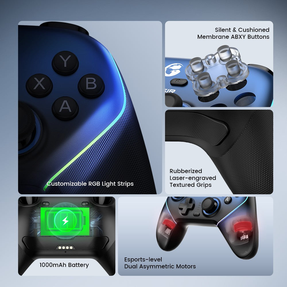 GameSir-T4n Pro Super Nova Wireless Controller Hall joystick for PC Steam Switch iOS Android with charging base