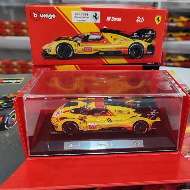 In Stock New Bburago 1:43 24h Le Mans Ferrari 499p 2024 #50 Racing Car Alloy Miniature Diecast Model Packaging Toy Model Gift