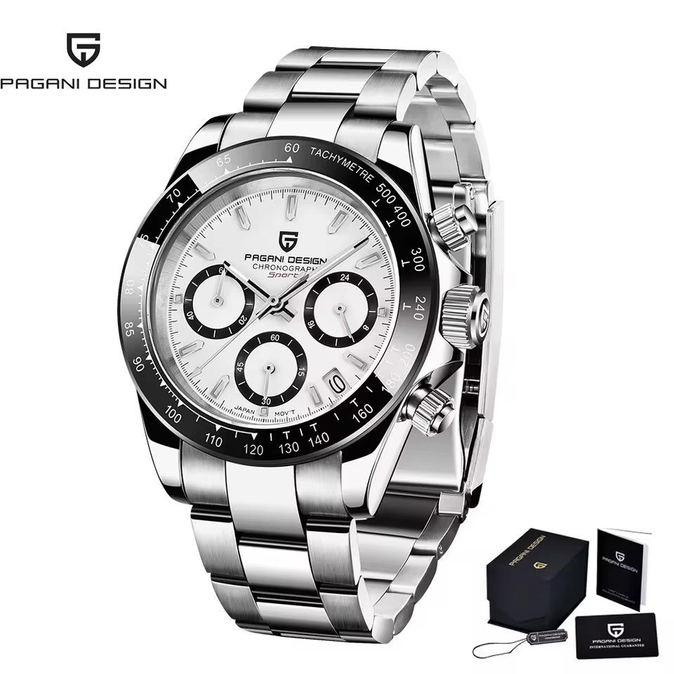 40mm New V2 PAGANI DESIGN Men's Quartz Watches Sapphire Retro Chronograph Stainless Steel Waterproof Watch Men Relogio Masculino