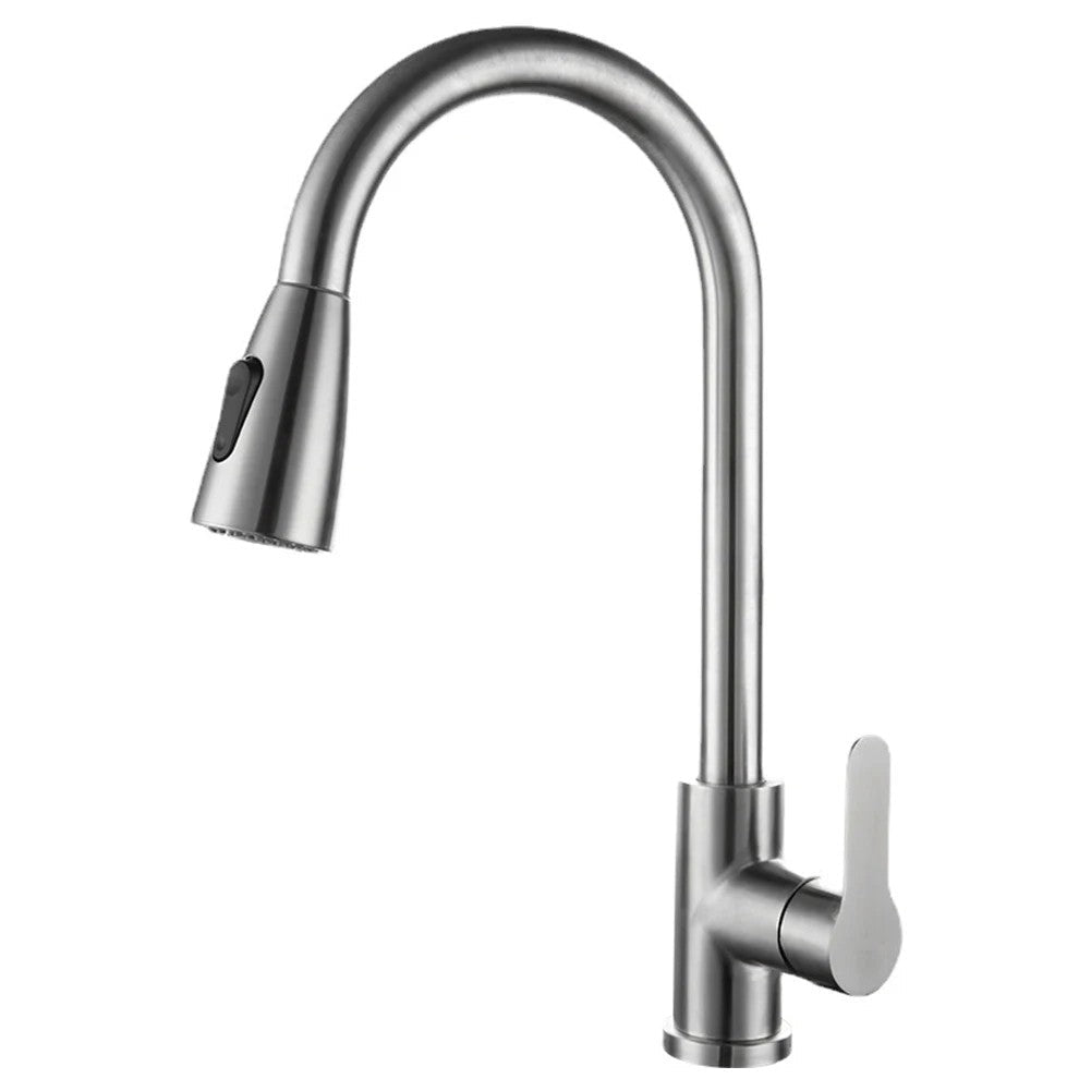 Kitchen Faucets Brushed Nickel Pull Out Kitchen Sink Water Tap Deck Mounted Mixer Stream Sprayer Head Hot Cold Taps Sliver