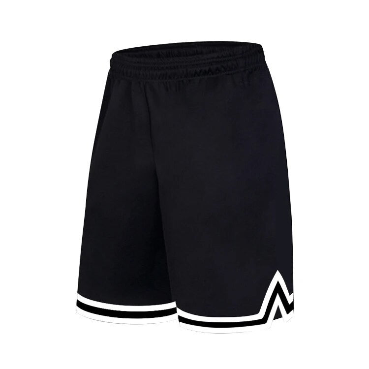 Knee Length Basketball Shorts Men Striped Loose Running Sport Gym Dry Fit Mesh Breathable Fitness Training Workout Bottom Male
