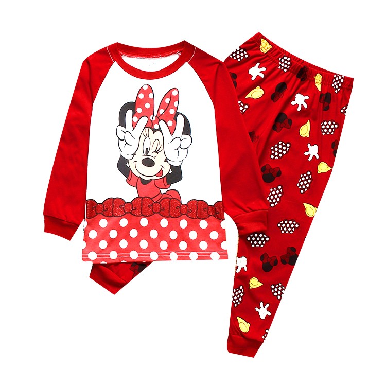 New Spring Autumn minnie mouse Children's Clothing Sets Girl Sleepwear Clothes Kids Pajamas Set Girls Cotton Cartoon Pyjamas