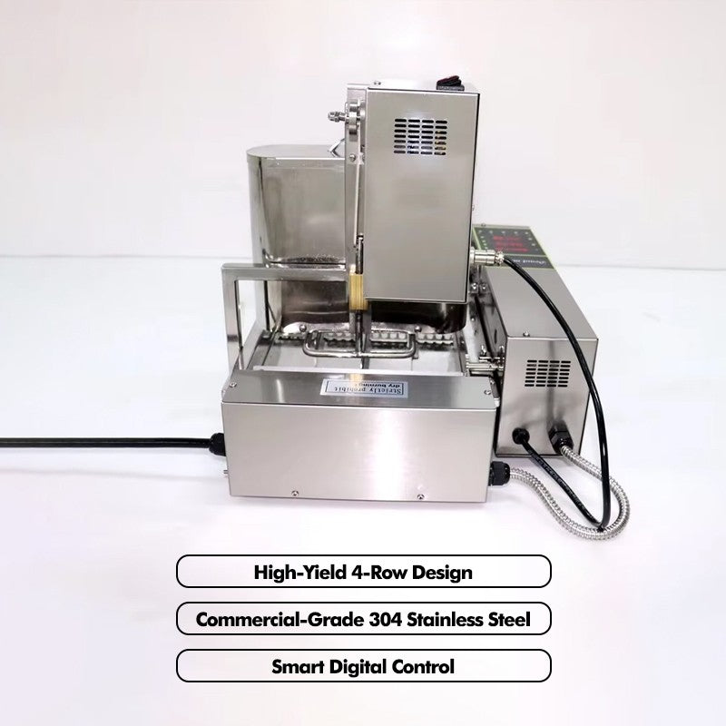 800-1000Pcs/H Doughnuts 2000W Computer Control Electric Heating 4-Row Automatic Donut Making Machine Auto Doughnut Maker 110V