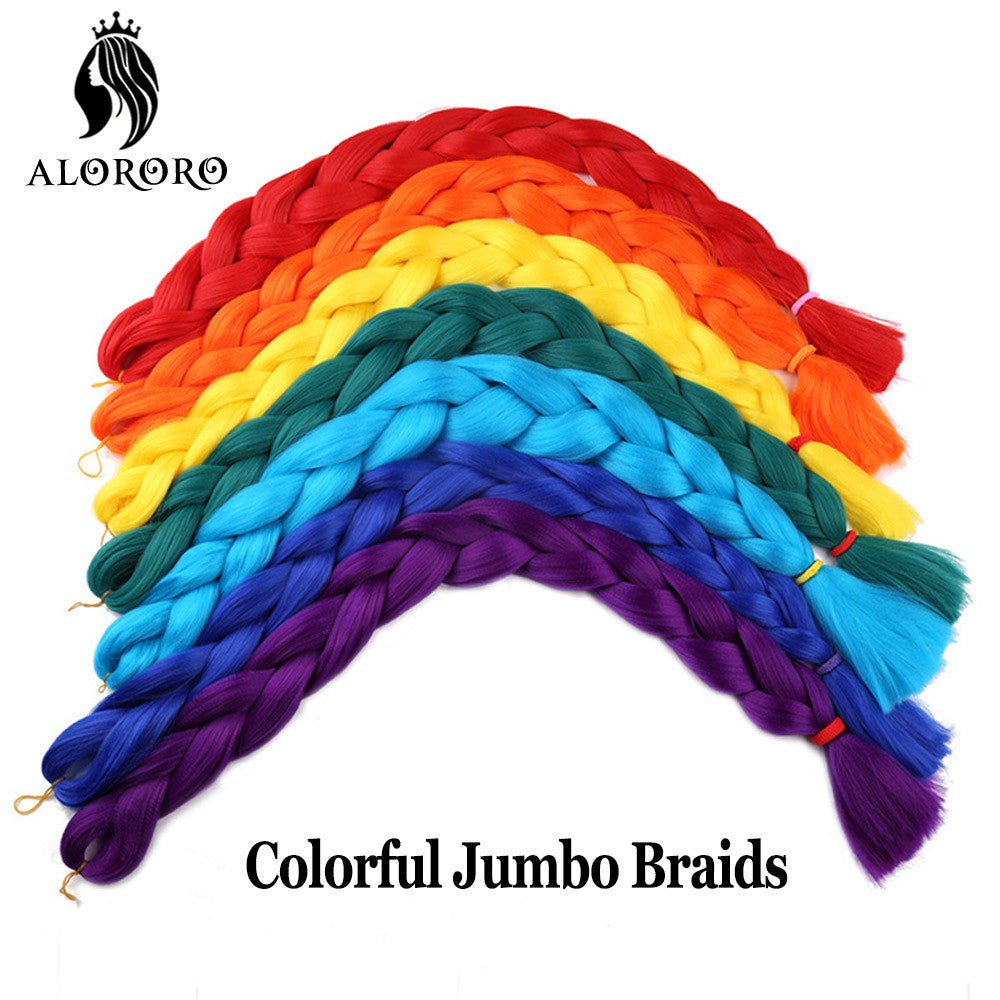 Alororo Synthetic Jumbo Braid Hair 82 Inch African Fake Hair High Temperature Fiber Puple Red Braiding Hair Extensions for Women