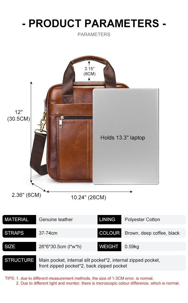 WESTAL Men's Shoulder Bags Genuine Leather Crossbody Messenger Bag For 13.3 Inch Laptop Briefcase Leather Man Handbags 8577