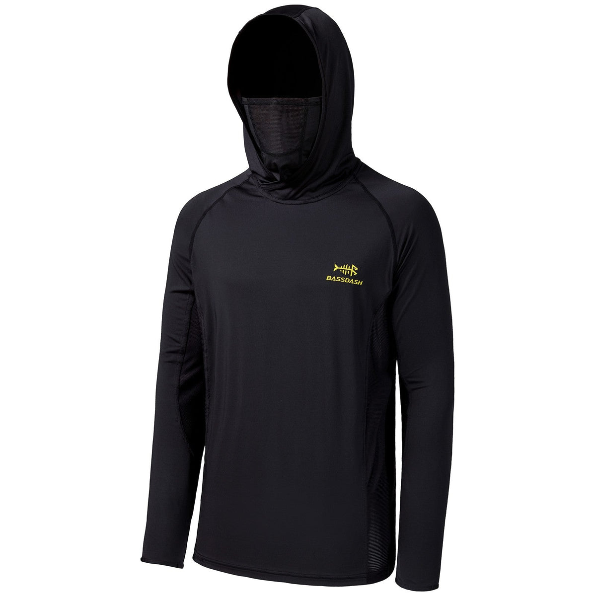 Bassdash UPF 50+ Men’s Long Sleeve Fishing Shirt with Mask UV Neck Gaiter Hoodie Keep Head Face Warm Outdoor Hiking Running