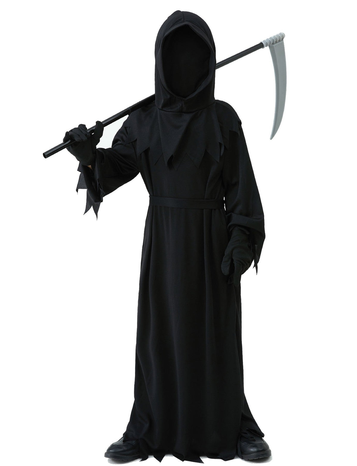 Halloween Grim Reaper Horror Costume Black Hooded Spooky Ghost Robe Dress Up Costume Adult Cosplay Mask Scythe Prop Party