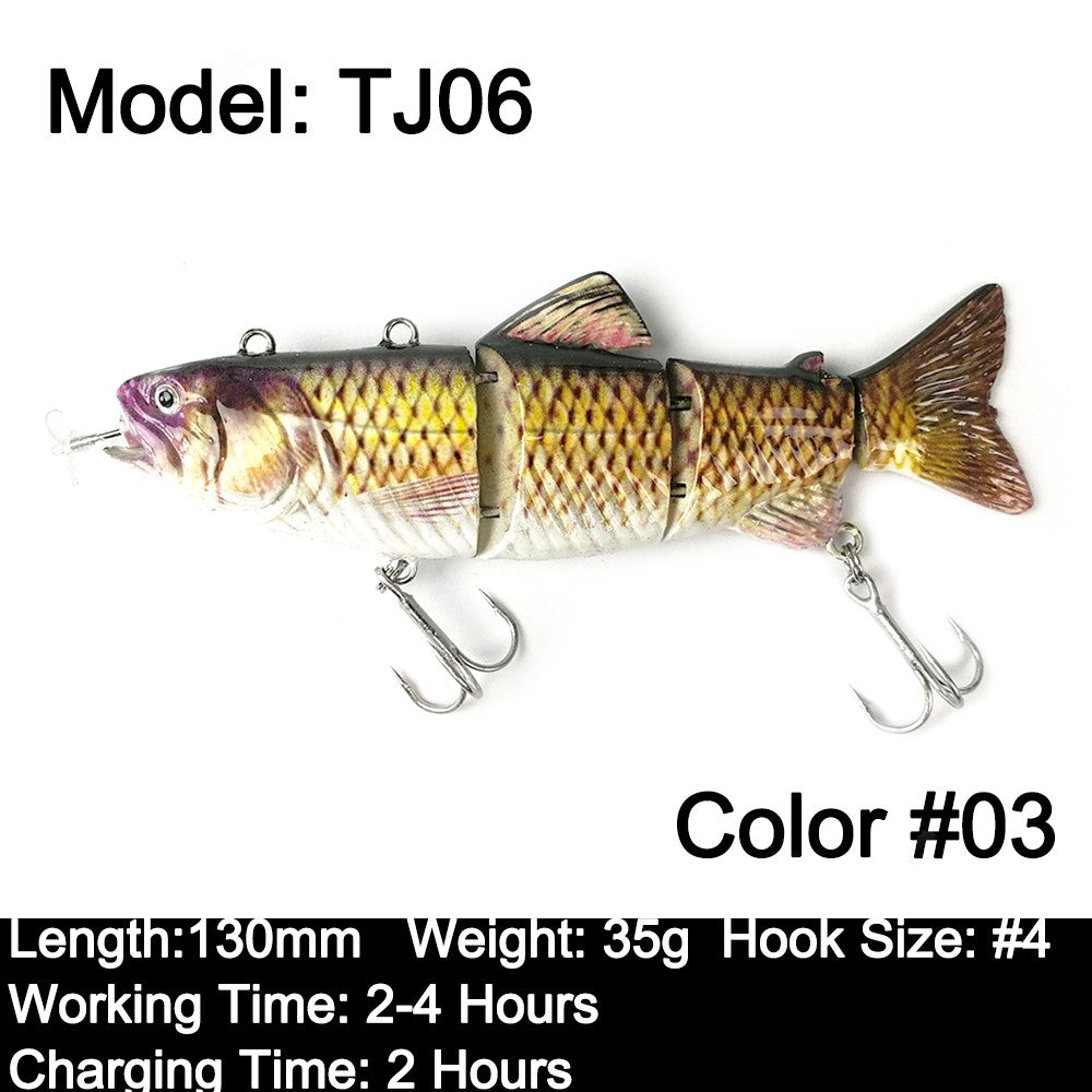 Robotic Swimming Lures 130mm 4 Segements Swimbait 35/54g Fishing Auto Electric Wobblers USB Rechargeable LED Light For Bass Pike