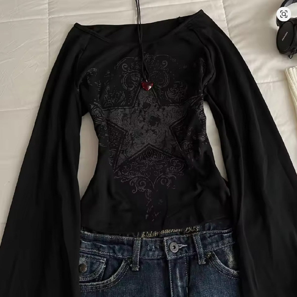 Women's Hip hop 90s Vintage Punk T-Shirt autumn Streetwear Sexy Short Sleeve Gothic Slim Crop Top Hotgirl Casual Femme Tee y2k
