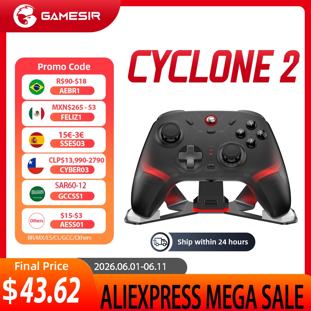 Gamesir Cyclone 2 Wireless Controller with Hall effect Controller for PC Steam Switch ios Andrioid Optional base