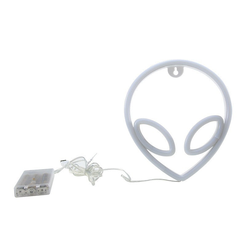 Neon Sign Alien Face Shaped Wall Hanging Lights for Home Game Room Saucerman Plant LED Night Lamps Xmas Party Holiday Art Decor