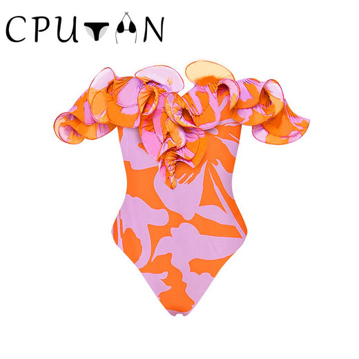 CPUTAN 3D Flower One Piece Swimsuits With Cover Up Sexy Swimwear Luxury Women Swim Suit Bath Suits Bodysuit Push Up Beachwear