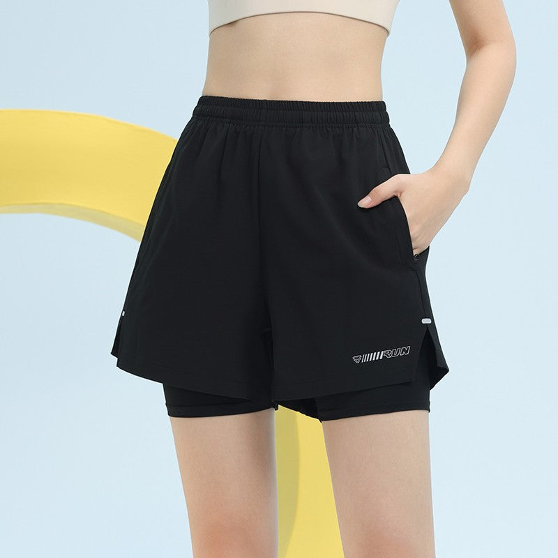 PHIGEER High Waist Yoga Shorts Summer 2 in 1 Quick Dry Workout Shorts with Pockets Women Lightweight Sweatshort Gym Clothes New