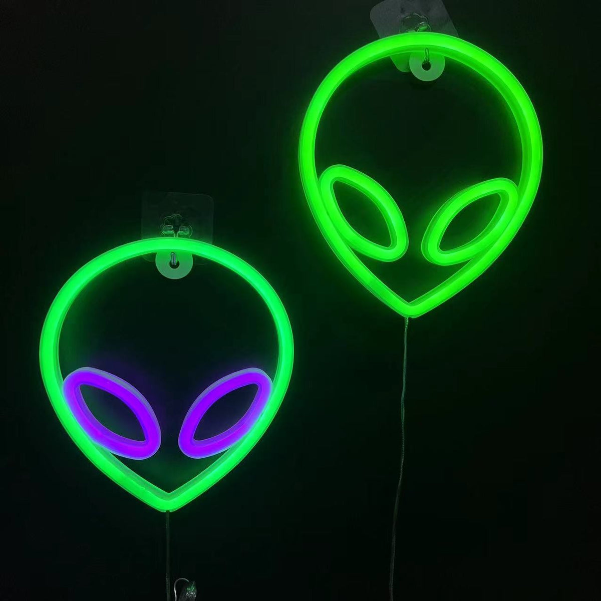 Neon Sign Alien Face Shaped Wall Hanging Lights for Home Game Room Saucerman Plant LED Night Lamps Xmas Party Holiday Art Decor