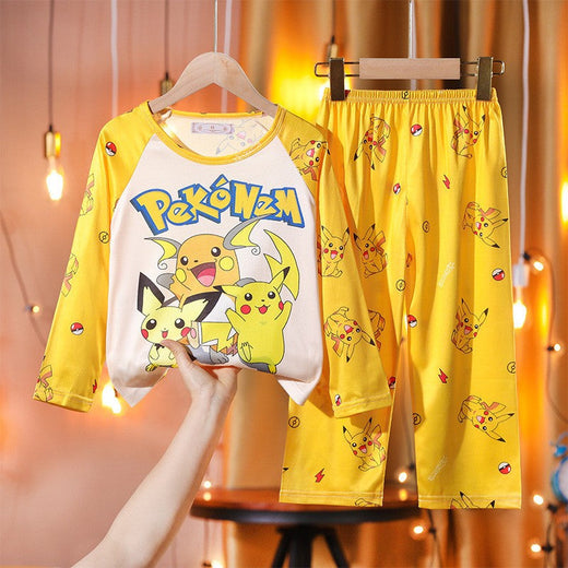 Girls' Lightweight Long Sleeve Pajama Set, Cartoon Print Spring and Autumn Sleepwear for Kids and Tweens, Perfect for Homewear