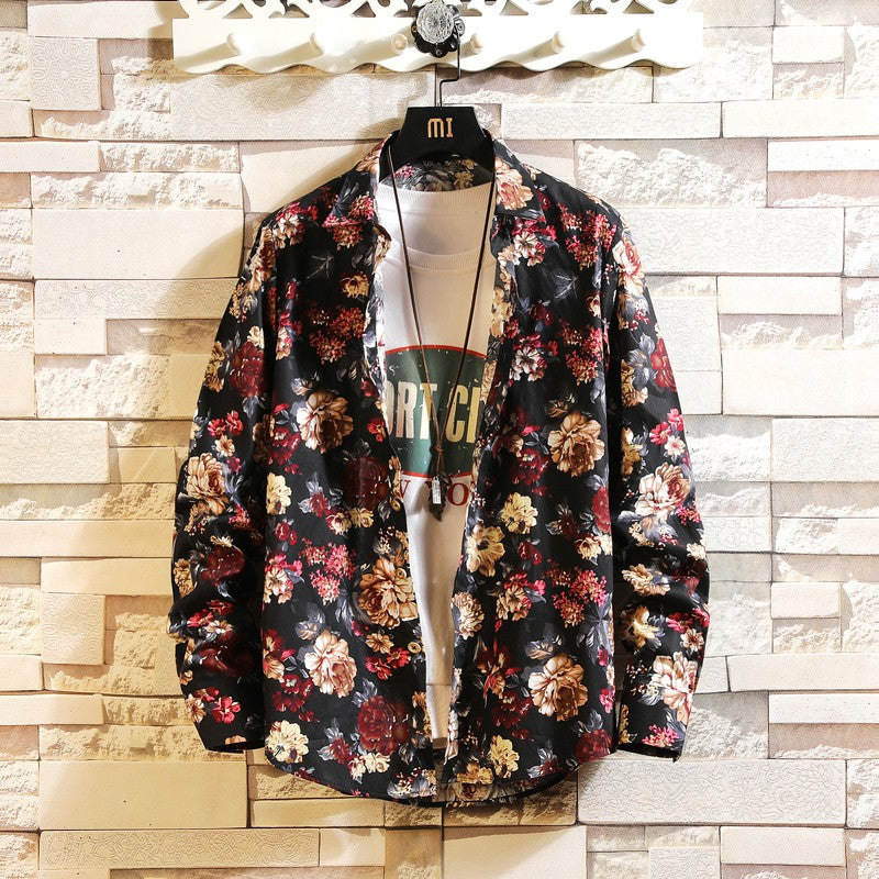 Size M- 5XL 2024 New Summer Mens Long Sleeve Hawaiian Shirts Cotton Casual Floral Shirts Wave Regular Mens Clothing Fashion CS11