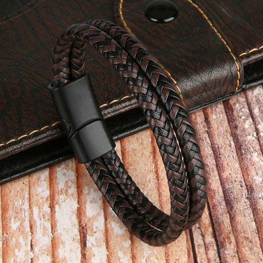 2025 NEW Genuine Leather Bracelets & Bangles for Men Women Double Layer Leather Rope Bracelet Handmade Jewelry Homme Pulseras