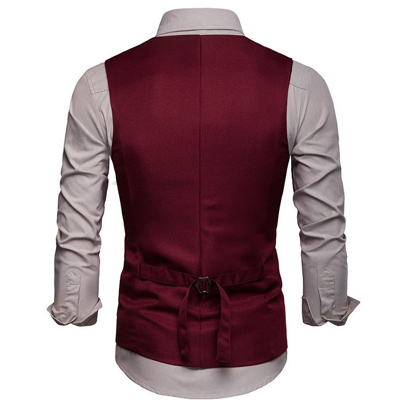 High Quality Men Suit Vest Waistcoat Chain Business Slim Groom Groomsman Wedding Men's Dress Blazer Vests Formal Party V05