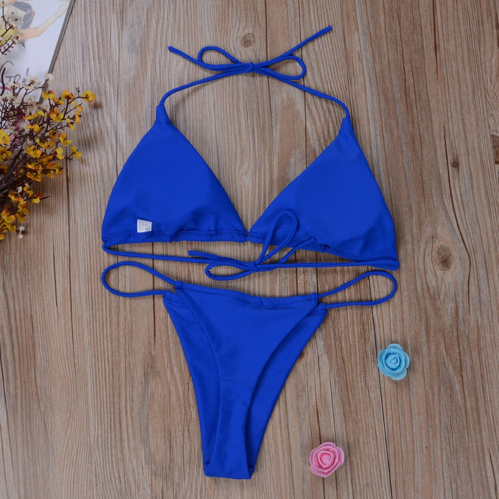 Pink Swimsuit Bikini Women Solid Color Sexy High Leg Thong Swimwear Bikinis 2022 New Female 2 Piece Bathing Suit Beachwear