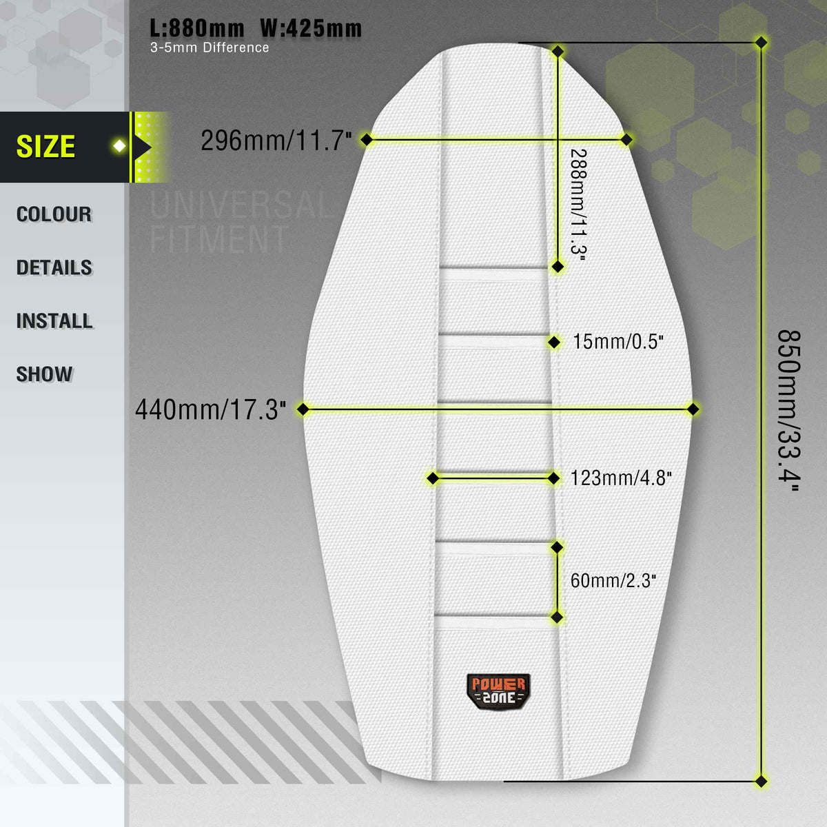Powerzone White Seat Cover Soft Waterproof Non-slip Ribbed Motorcycle Seat Cover For SXF EXC KXF CRF YZF WR TC TE