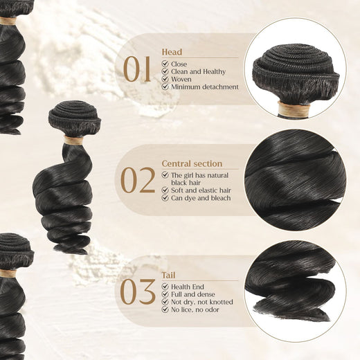 Wacur 12A Loose Wave Bundle real Human Hair Braided Extension 12-30 inch Natural Black 100% Virgin Remy Hair Extension for woman