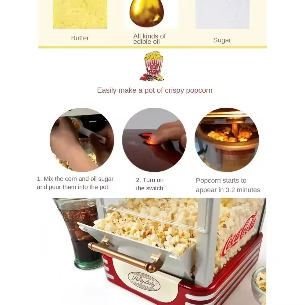 XEOLEO Electric Popcorn Machine 330W Small household Popcorn Maker Corn Popper DIY Creativity For Children