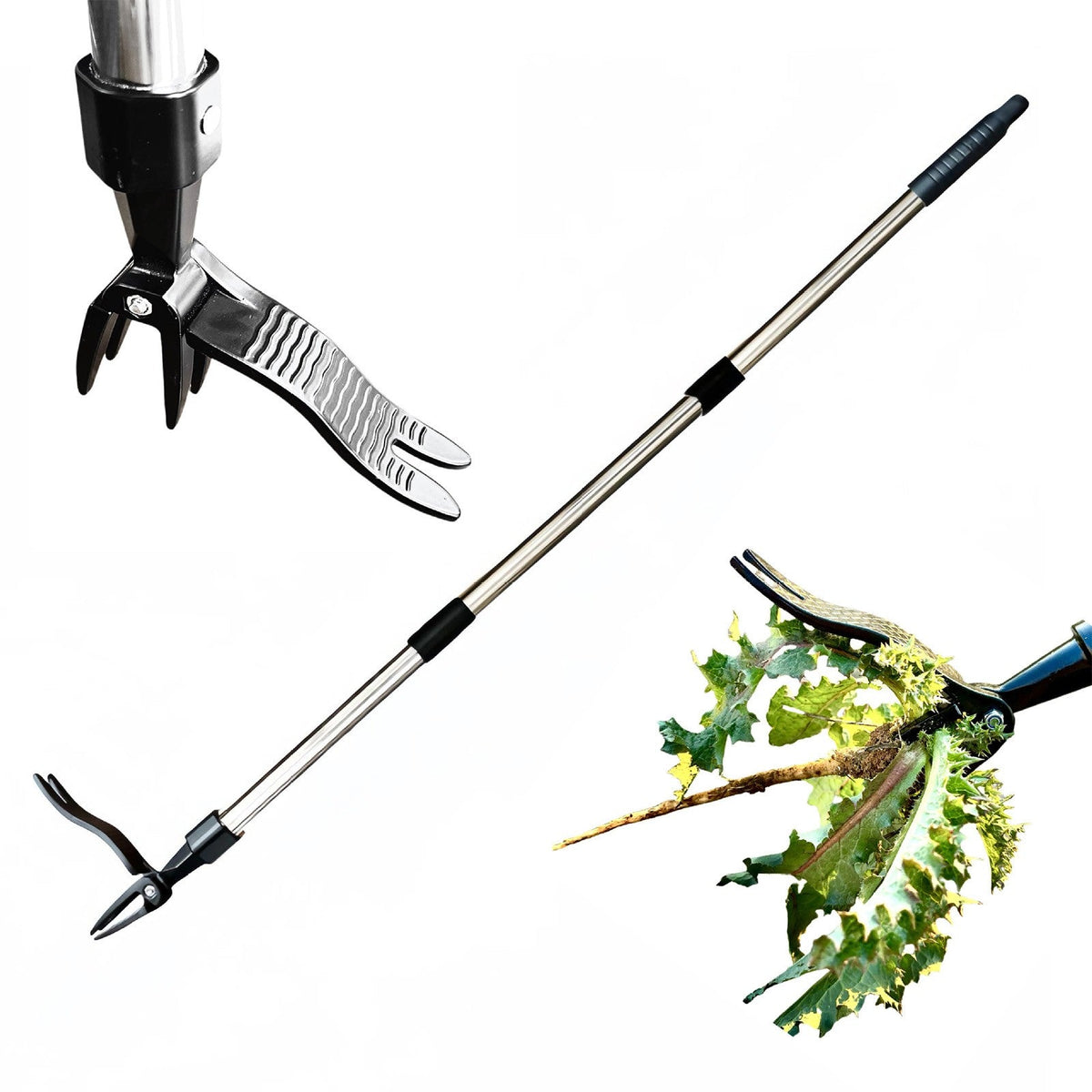 4 Claw Stand Up Weed Puller Stand Up Weed Puller 44 Inch Adjustable Handle 4 Claw Hand Weeding Tool for Garden Lawn Yard