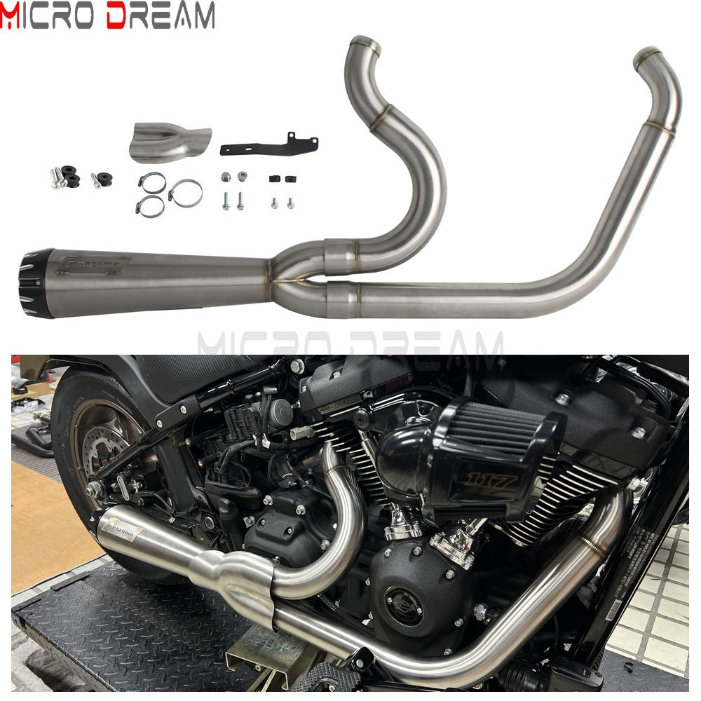 2-in-1 Stainless Steel Motorcycle Exhaust Muffler 1 3/4" to 2" Exhaust Pipes For Harley Low Rider ST Fat Bob FXFB FXFBS 2018-Up
