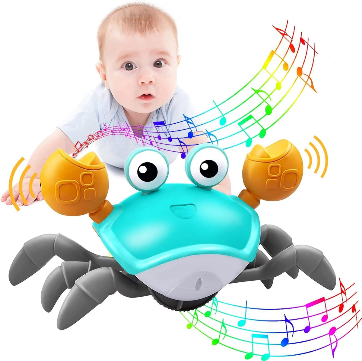 Induction Escape Crab Electric Pets Musical Toys Toddler Crawling Baby Walker Crab Interactive Toys for Children Gifts
