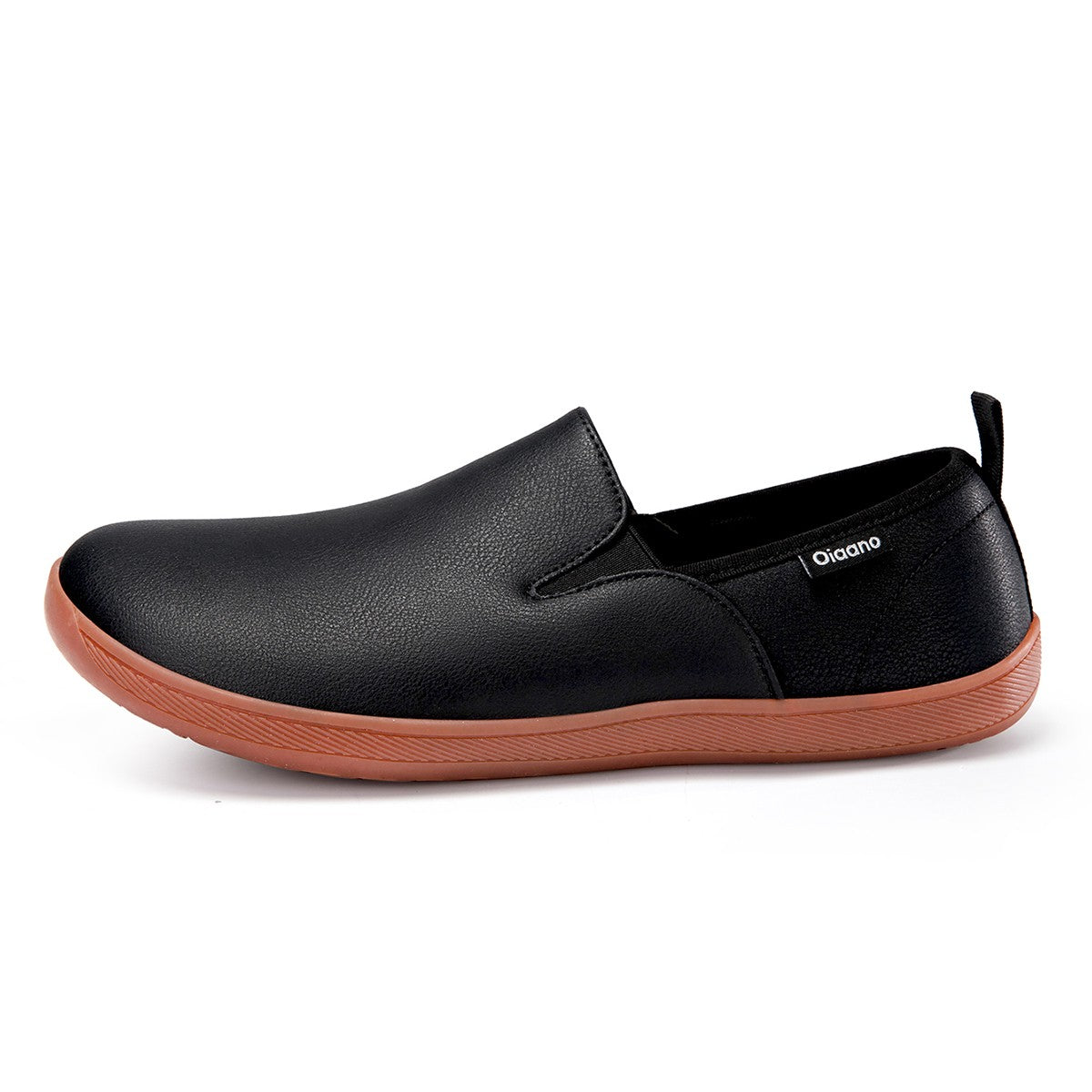 Oiaano Wide Toe Men Minimalist Shoes Comfortable Sneakers Leather Casual Shoes Black Slip On Leisure Loafers Drive Office