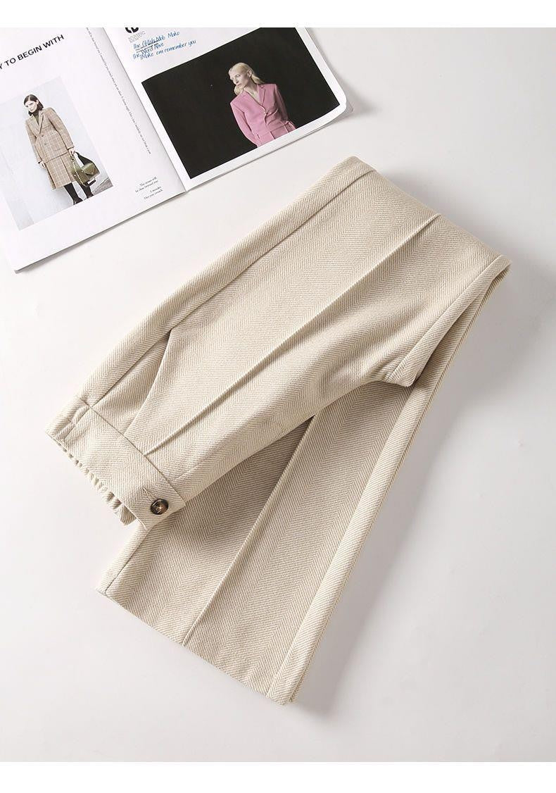 Faionable Thiened Woolen Flared Pants High Waist Casual Trousers for Women Autumn Winter New Sle Slimming Wide Leg Pants